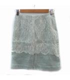 ルルロジェッタ ルールロジェット leur logette フレアスカート ひざ丈 レース ツイード 1 ミントグリーン /SM15