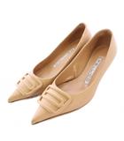 ペリーコ PELLICO パンプス ポインテッドトゥ ローヒール 装飾 レザー 35 ベージュ /BB