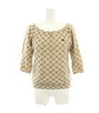 バーバリーブルーレーベル BURBERRY BLUE LABEL カットソー Tシャツ ノバチェック 七分袖 ワンポイント 38 ベージュ FA568-214-43 /HN