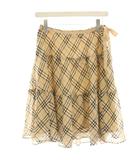 バーバリーブルーレーベル BURBERRY BLUE LABEL ティアードスカート フレアスカート ひざ丈 ノバチェック フリル リボン 36 ベージュ FX554-191-43 /HN