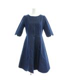 ルルロジェッタ ルールロジェット leur logette デニム風ワンピース ひざ丈 半袖 フレア 1 青 ブルー 06240 /AP