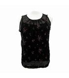 ルルロジェッタ ルールロジェット leur logette カットソー ノースリーブ シースルー ラウンドネック キャミソール付き 花柄刺繍 シルク 1 マルチカラー 黒 ブラック /MA2