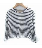 ルルロジェッタ ルールロジェット leur logette Tシャツ カットソー 長袖 ボーダー柄 レース 白 ホワイト 紺 ネイビー /SM16