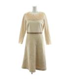 ルルロジェッタ ルールロジェット leur logette ワンピース ミモレ ロング 長袖 ファー 切替 ウール モヘヤ混 1 ベージュ 06296 /AN28