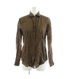 ジャンネット GIANNETTO シャツ ブラウス 長袖 麻 リネン S 茶 ブラウン /AN30