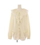 ミュベール muveil プリーツカラーカーディガン ニット 長袖 クルーネック フリル 38 白 ホワイト MA234KCD002 /BB