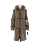 ソブ sov. ダブスタ フェイクムートンコート アウター ロング ブルーフォックスファー タグ付き 38 茶 ブラウン 0307-330-193 /YT