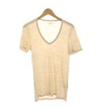 イザベル マラン エトワール ISABEL MARANT ETOILE KRANGER リネン Vネックプルオーバー カットソー Tシャツ 半袖 麻 S ベージュ 78-03-23-03008 /HN