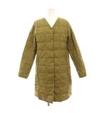ベーシック Vネックボタン ロングダウンジャケット ダウンコート ロング M ベージュ /HN