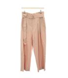 エブール ebure ビスコツィルハイウエストベルテッドパンツ ワイドパンツ ジップフライ ベルト付き 38 ピンク 2910600433 /YT