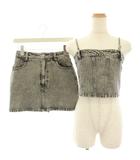 ダーリッチ Darich セットアップ 上下 スタッズデニムベアトップ ビスチェ スタッズデニムミニスカート ショートパンツ S F グレー 112411046 112412035 /HN