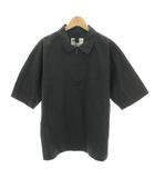 マーガレットハウエル MHL. 25SS 和紙コットンポプリン WA-SHI COTTON POPLIN ハーフジップ シャツ 七分袖 M 黒 ブラック 596-5150518 /YT