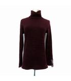 スカラー ScoLar ニット セーター タートルネック 長袖 レース 切替 M ワインレッド /HO3