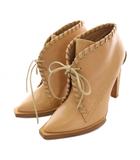 アレキサンダーワン ALEXANDER WANG ブーティ ヒール ショートブーツ レザー 35 ベージュ /YM