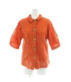 デンハム DENHAM シャツ ブラウス F オレンジ 橙色 クロシェ編み 透かし編み 五分袖 /AP