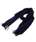 アクアスキュータム AQUASCUTUM マフラー フリンジ カシミヤ ワンカラー ロゴ ワンポイント 紺 ネイビー /BB