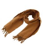 アクアスキュータム AQUASCUTUM マフラー フリンジ カシミヤ ワンカラー ロゴ ワンポイント 茶 ブラウン /BB
