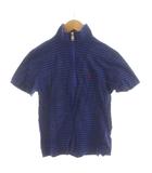 バーバリーゴルフ BURBERRY GOLF カットソー ゴルフウェア 半袖 M 紺 ネイビー 黒 ブラック ボーダー柄 ハーフジップ /RR