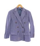 ポロ バイ ラルフローレン Polo by Ralph Lauren テーラードジャケット アウター ダブル 背抜き ワンカラー 麻 リネン 2 青 ブルー /BB