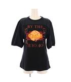 クロエ CHLOE Tシャツ カットソー 半袖 クルーネック ストレッチ ロゴ プリント ストライプ柄 S 黒 ブラック /BB