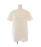 ミュウミュウ miumiu Tシャツ カットソー 半袖 クルーネック ストレッチ ビジュー 装飾 S 白 ホワイト /BB