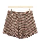 クロエ CHLOE ショートパンツ タック ジップフライ ウール チェック柄 38 マルチカラー /BB