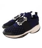 ロジェヴィヴィエ ROGER VIVIER VIV RUN STRASS TECHNICAL スニーカー ビジュー 37.5 紺 /KH