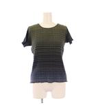 ヨーガンレール JURGEN LEHL カットソー 半袖 クルーネック ストレッチ ボーダー柄 M 緑 グリーン 青 ブルー /BB