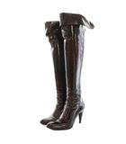 銀座かねまつ GINZA Kanematsu ニーハイブーツ ロングブーツ エナメル 22 茶 ブラウン /YT