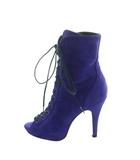ダイアナ DIANA ショートブーツ オープントゥ ピンヒール スエード レースアップ 21.5cm ブルー 青色 /MI