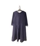 COLLECTION ワンピース ひざ丈 ストライプ柄 M 紺 ネイビー ■FY