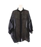 イエナ IENA シアーネップ ドルマンブラウス シャツ 七分袖 バンドカラー シースルー ワンカラー F 黒 ブラック 24051900500030 /BB