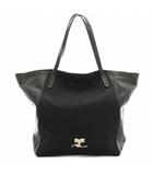 クレージュ courreges トートバッグ ハンドバッグ レザー ナイロン 切替 ロゴ 黒 ブラック /HN