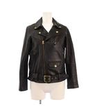 ビューティフルピープル beautiful people ライダースジャケット レザー 革ジャン 羊革 アウター ダブル ジップアップ ショート丈 ベルト 装飾 150 黒 ブラック /BB