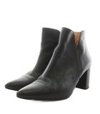  パコ ポヴェダ PACO POVEDA ショートブーツ ヒール ポインテッドトゥ レザー 37 黒 ブラック /AN28