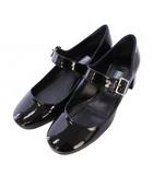 プラダ PRADA メリージェーン ストラップパンプス ラウンドトゥ チャンキーヒール パテントレザー ワンカラー 36.5 黒 ブラック /BB