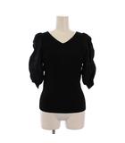 アナイ ANAYI 24SS 袖タック浅Vネックプルオーバー カットソー 半袖 36 黒 102418-16-660-95 /BM