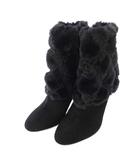アンテプリマ ANTEPRIMA ショート ブーツ スエード ファー 22.5cm 黒 /TK
