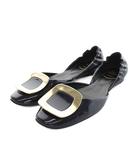 ロジェヴィヴィエ ROGER VIVIER バレリーヌガム BALLERINE GUM パンプス ラウンドトゥ ローヒール エナメル 保存箱付き 37.5 紺 ネイビー /YT