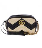 グッチ GUCCI GGマーモント ショルダーバッグ レザー 黒 白 448065 /KH ■OH