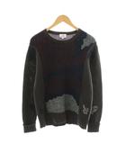 ランバンオンブルー LANVIN en Bleu ニット セーター 長袖 総柄 48 茶 ブラウン 紺 ネイビー /AN7