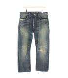 デンハム DENHAM イーストワインダー MIJ ピッチャー EASTWIDER MIJ PITCHER デニムパンツ ジーンズ ボタンフライ USED加工 ダメージ加工 34 紺 ネイビー 01-24-05-11-003 /YT