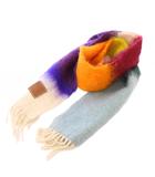 ロエベ LOEWE マフラー フリンジ ロゴ アナグラム ブロックチェック モヘア ウール マルチカラー /BB ■OH