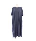 レリアン Leilian ワンピース ひざ丈 半袖 刺繍 17+ 青 KS1901978 /KH