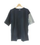 チャンピオン CHAMPION Tシャツ M 紺 ネイビー グレー 半袖 ラウンドネック 切り替えデザイン /AP