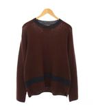 マーガレットハウエル MHL. ニット セーター ウール クルーネック 長袖 ライン M ブラウン 596-2260550 /TK