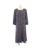 リフレクト Reflect フレアワンピース ミモレ ロング 長袖 クルーネック 花柄 7 グレー タグ付き /BB