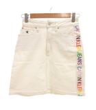 デニム スカート ミニ丈 ロゴライン W24 白 ホワイト /NL