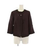 マックスマーラ MAX MARA ノーカラージャケット 七分袖 リネン 38 ブラウン /BM