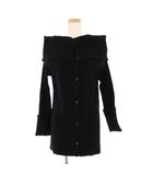 アンラベル プロジェクト UNRAVEL PROJECT リブニット オフショル 長袖 ワンカラー ストレッチ M 黒 ブラック /BB